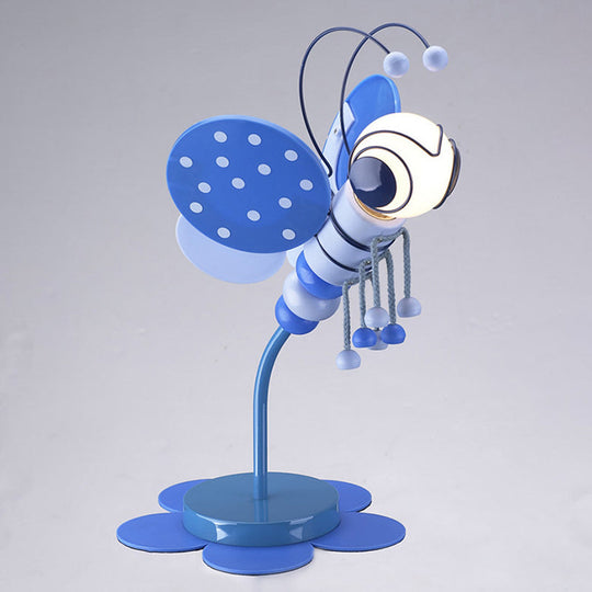 Bee-Theme Cartoon Desk Lamp: Metal Reading Light for Kids' Study Room