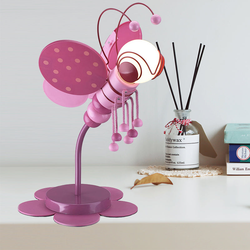 Bee-Theme Cartoon Desk Lamp: Metal Reading Light for Kids' Study Room