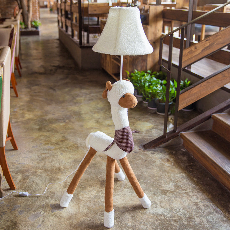 White Doggy Fabric Floor Lamp – Single Light Animal Design for Book Shop & Restaurant Lighting