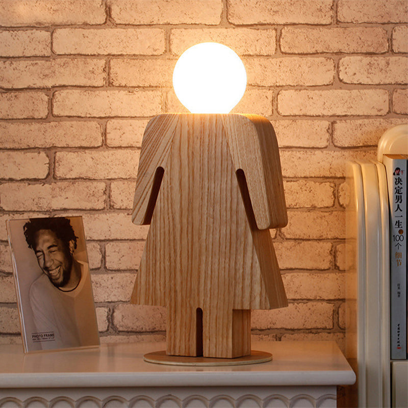 Modern Plug-In Desk Lamp: People Study Room Desk Light Wood - Beige