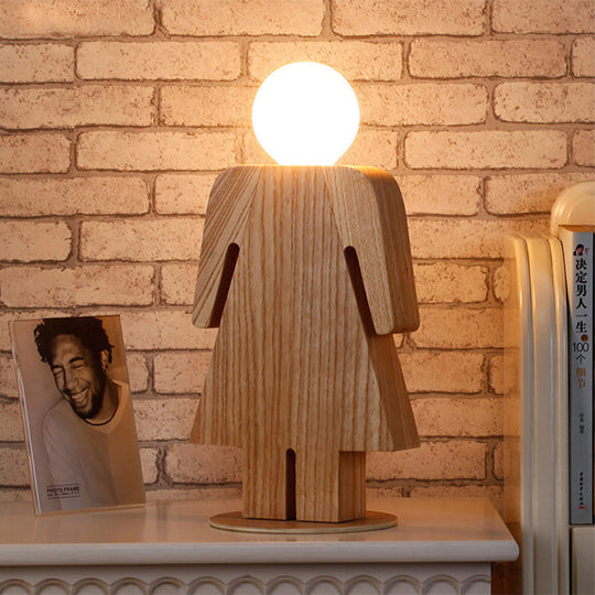 Modern Plug-In Desk Lamp: People Study Room Desk Light Wood - Beige