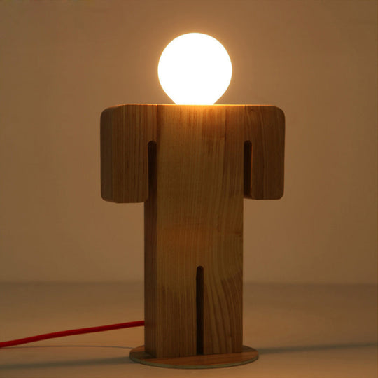 Modern Plug-In Desk Lamp: People Study Room Desk Light Wood - Beige