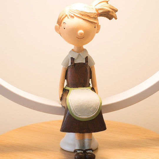 Stylish White Table Light for Kids Bedroom with Gilded Modern Resin Deco – 1-Head Conical Desk Lamp