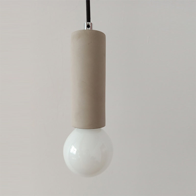 Grey Tubular Pendulum Light - Simplicity 1-Light Bedside Pendant with Open Bulb Design