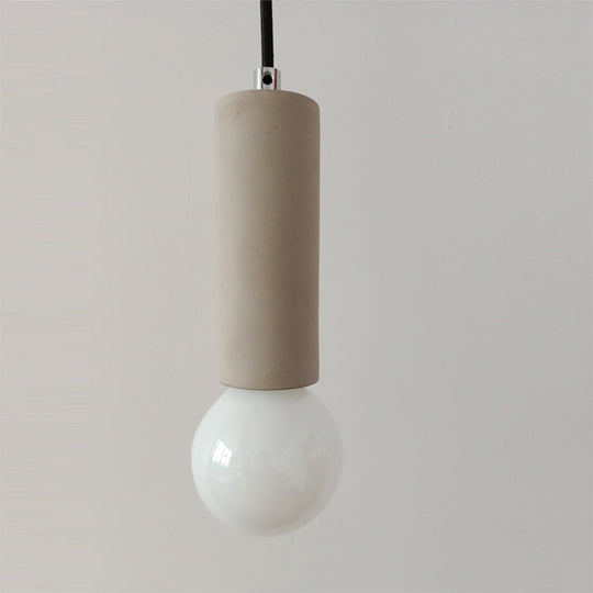 Grey Tubular Pendulum Light - Simplicity 1-Light Bedside Pendant with Open Bulb Design