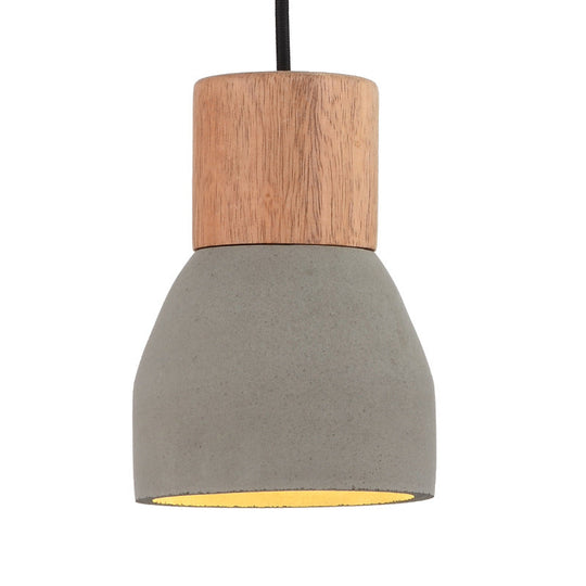 Nordic Cement Ceiling Light: Bottle Shaped Kitchen Bar Pendant with Grey & Wood Accents