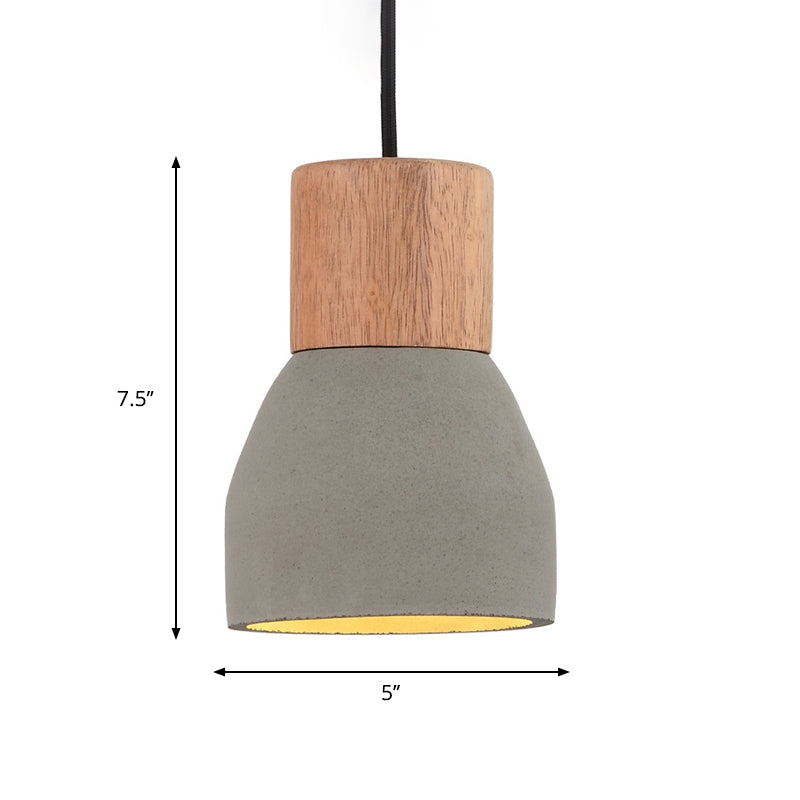Nordic Cement Ceiling Light: Bottle Shaped Kitchen Bar Pendant with Grey & Wood Accents