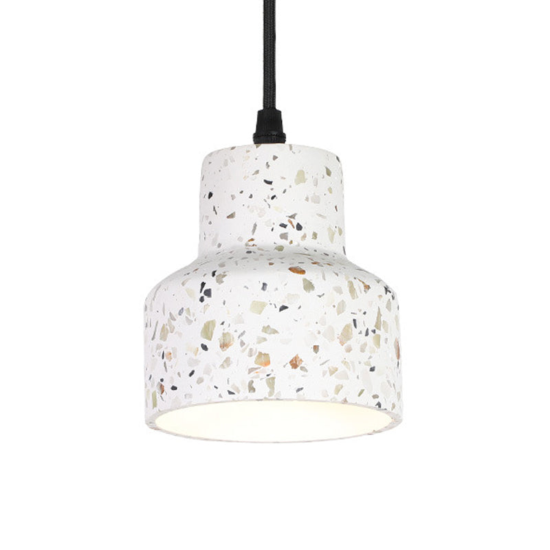 Nordic Hanging Pendant Light with Terrazzo Shade - White Disc/Cone/Cylinder Design