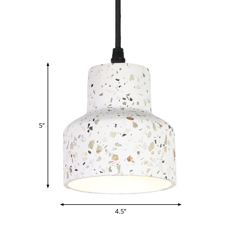 Nordic Hanging Pendant Light with Terrazzo Shade - White Disc/Cone/Cylinder Design