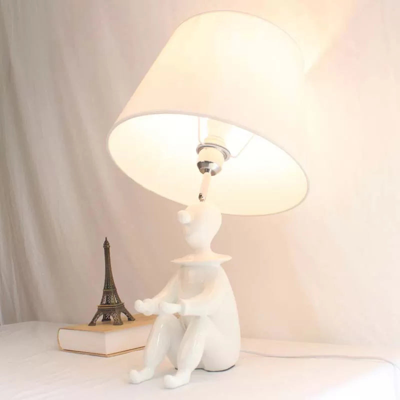 Modern Resin Sitting People Desk Lamp with Tapered Shade - 1 Bulb Desk Light for Kitchen