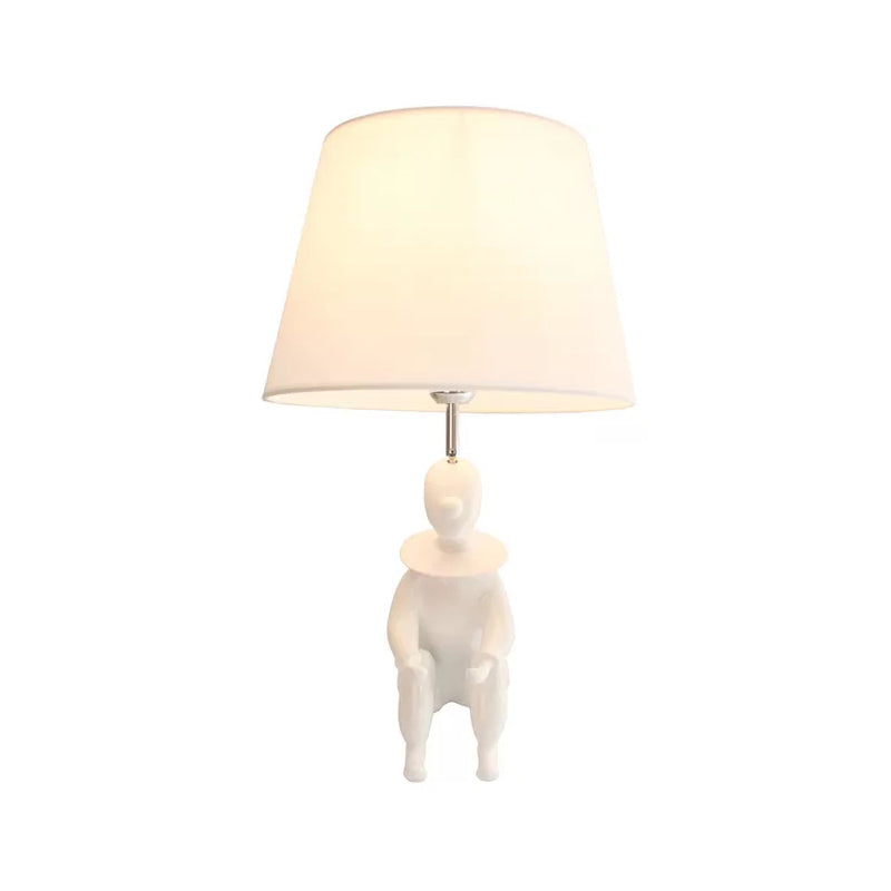 Modern Resin Sitting People Desk Lamp with Tapered Shade - 1 Bulb Desk Light for Kitchen