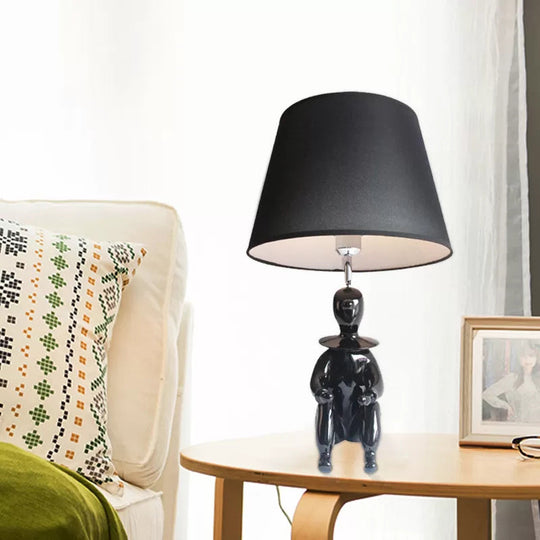 Modern Resin Sitting People Desk Lamp with Tapered Shade - 1 Bulb Desk Light for Kitchen