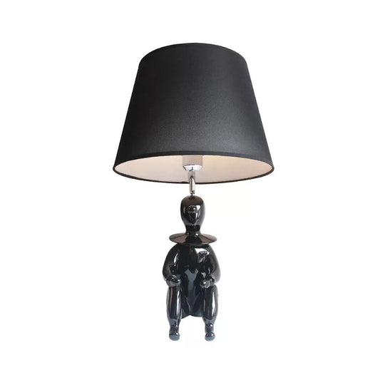 Modern Resin Sitting People Desk Lamp with Tapered Shade - 1 Bulb Desk Light for Kitchen