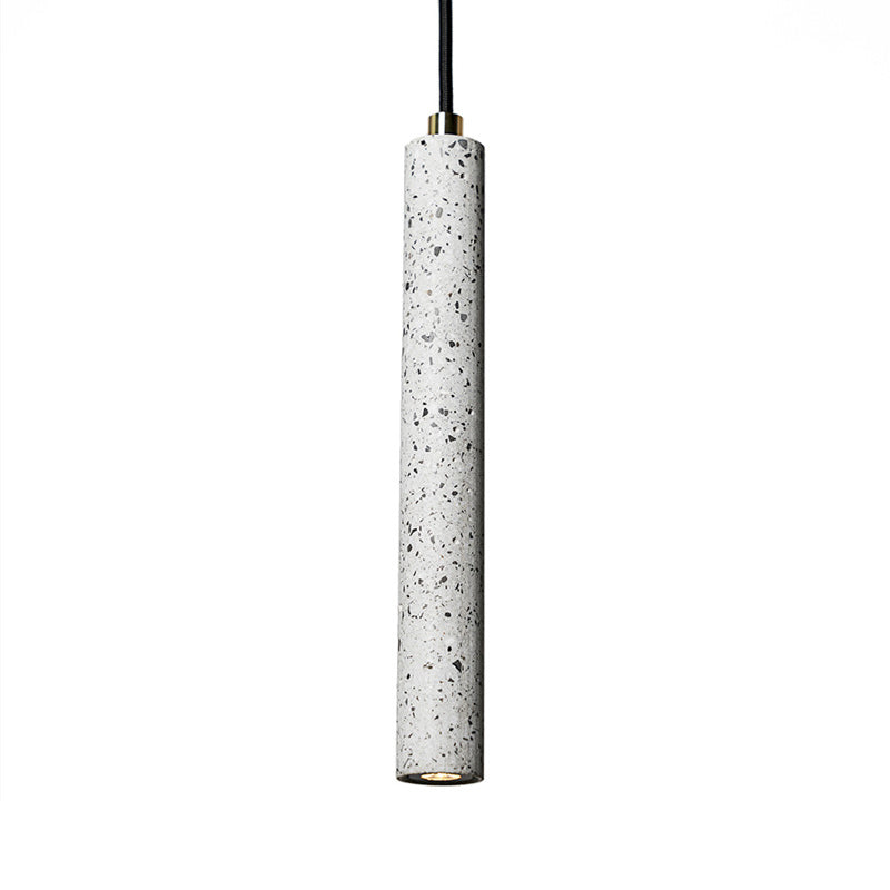 Terrazzo Flute Pendulum Light - Nordic LED Bistro Pendant (10"/19.5" Tall) - White/Black