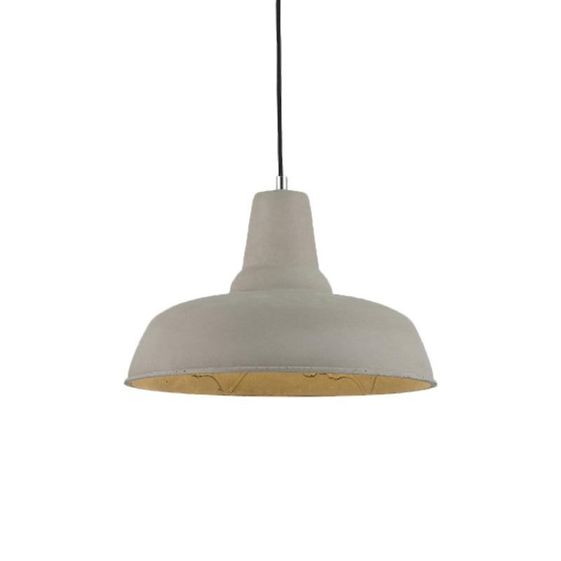 Nordic Cement 1-Head Pendant Light with Carved Interior – Barn Kitchen Bar, Grey/White/Beige Ceiling Lighting