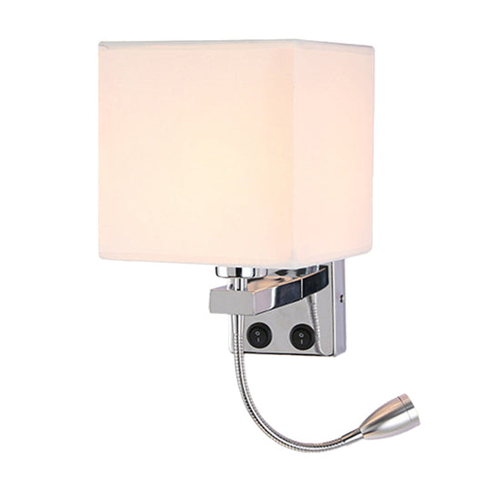 Modern Black/Beige/Coffee Bedside Wall Reading Lamp with Rectangle Fabric Shade