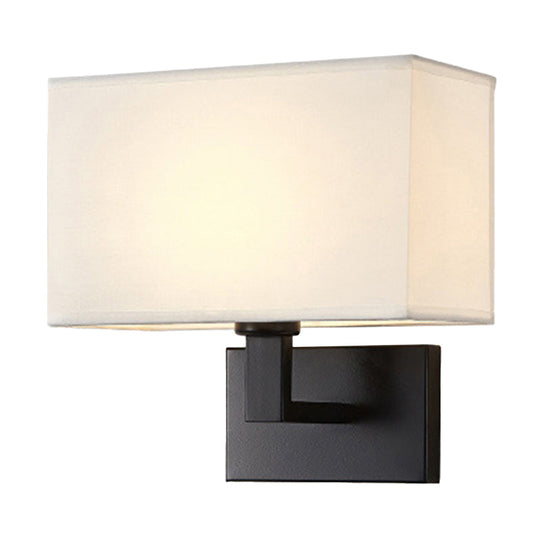Cuboid Sconce Lamp: Modern Fabric Wall Light in White/Beige/Brown with Black/Gold Arm for Bedside Reading