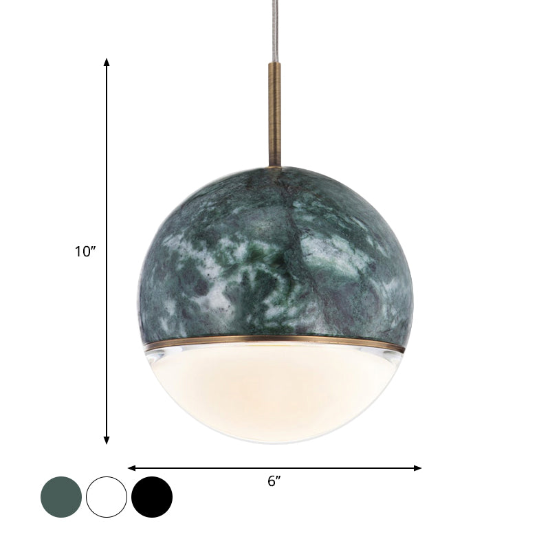 LED Marble Pendant Light Kit in Designer Black/White/Green for Living Room