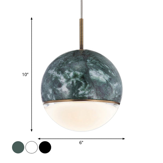 LED Marble Pendant Light Kit in Designer Black/White/Green for Living Room