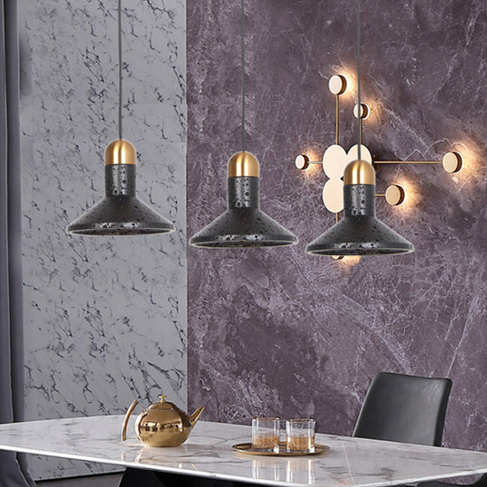 LED Marble Pendant Light Kit in Designer Black/White/Green for Living Room