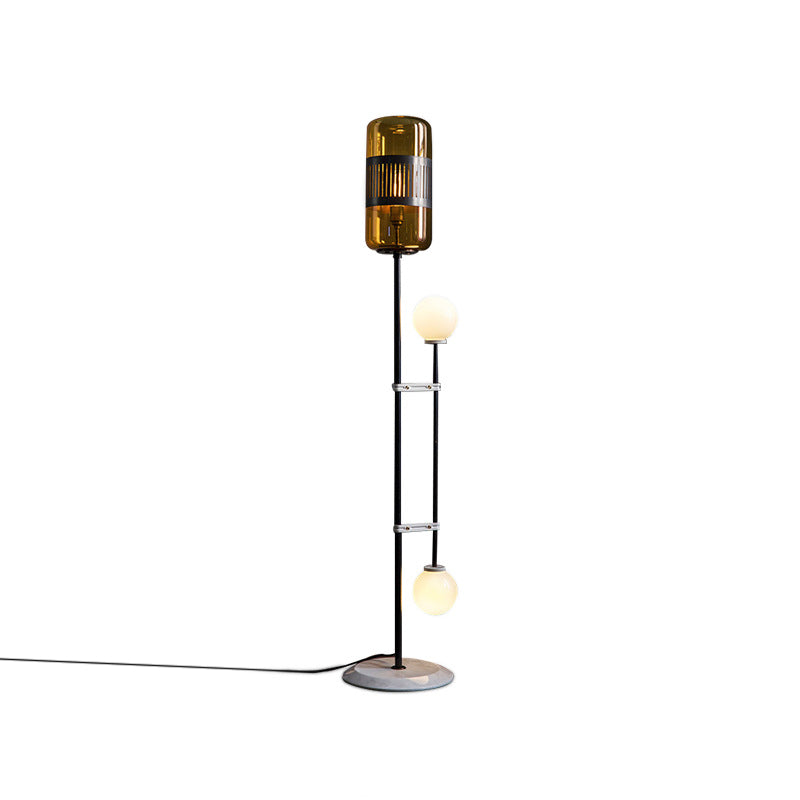 Modern Black Metal Floor Lamp with Unique Linear Capsule Arch Design for Living Room