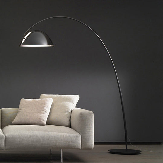 Modern Black Metal Floor Lamp with Unique Linear Capsule Arch Design for Living Room