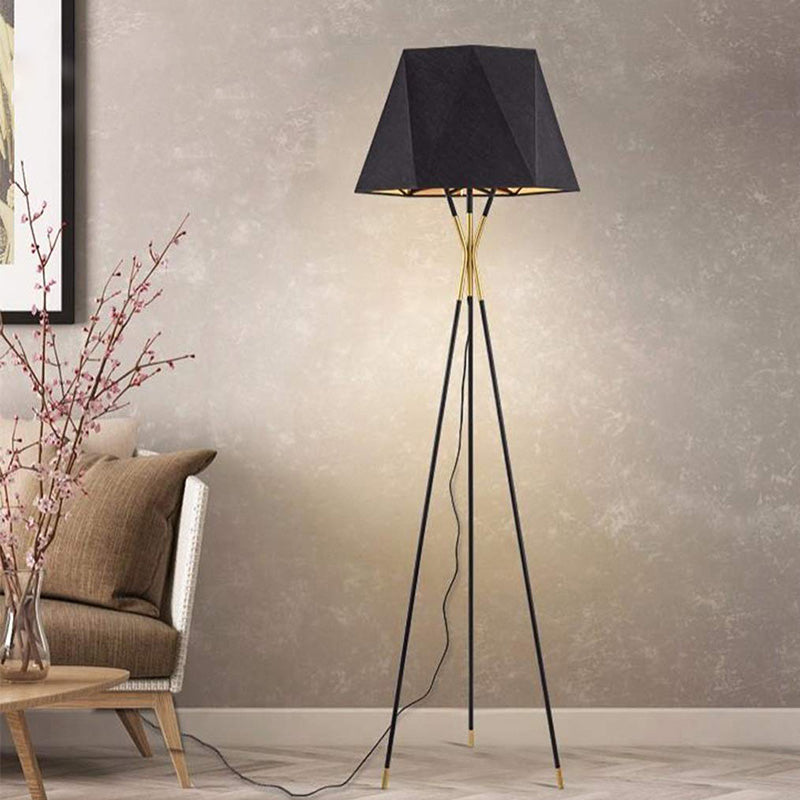 Modern Black Metal Floor Lamp with Unique Linear Capsule Arch Design for Living Room