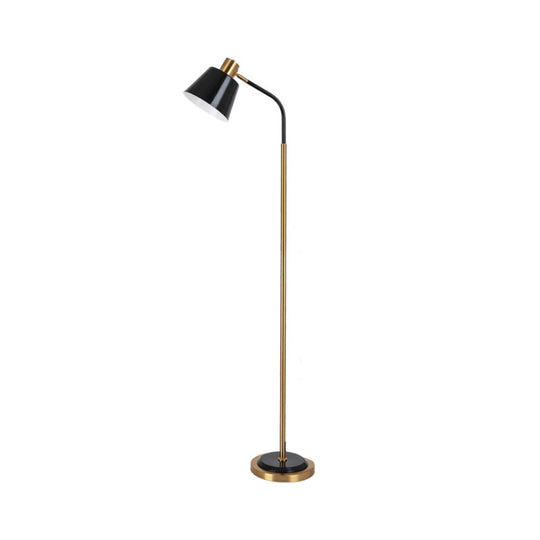 Conic Rotatable Reading Floor Light - Nordic Metal Floor Lamp in Black/White, Brass Finish
