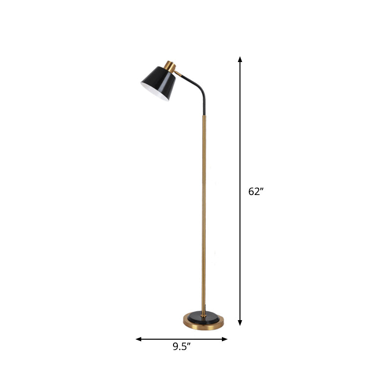 Conic Rotatable Reading Floor Light - Nordic Metal Floor Lamp in Black/White, Brass Finish