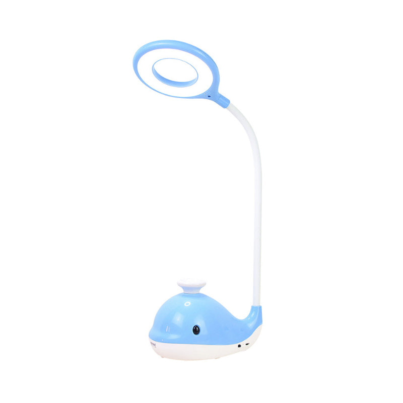 Portable Whale Desk Light with USB Charging Port - Lovely Blue Reading Lamp for Dormitory