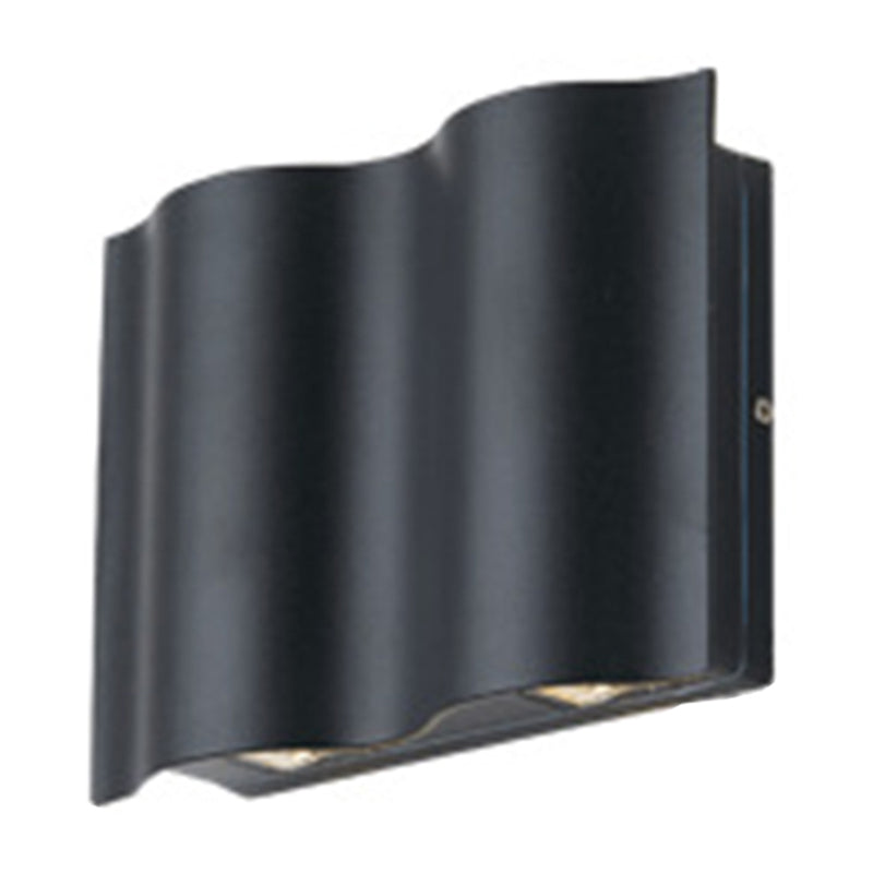 Modern Black LED Patio Sconce Lamp - 2/4/6-Light Flush Mount Wall Light with Wavy Metal Shade, Warm/White Light