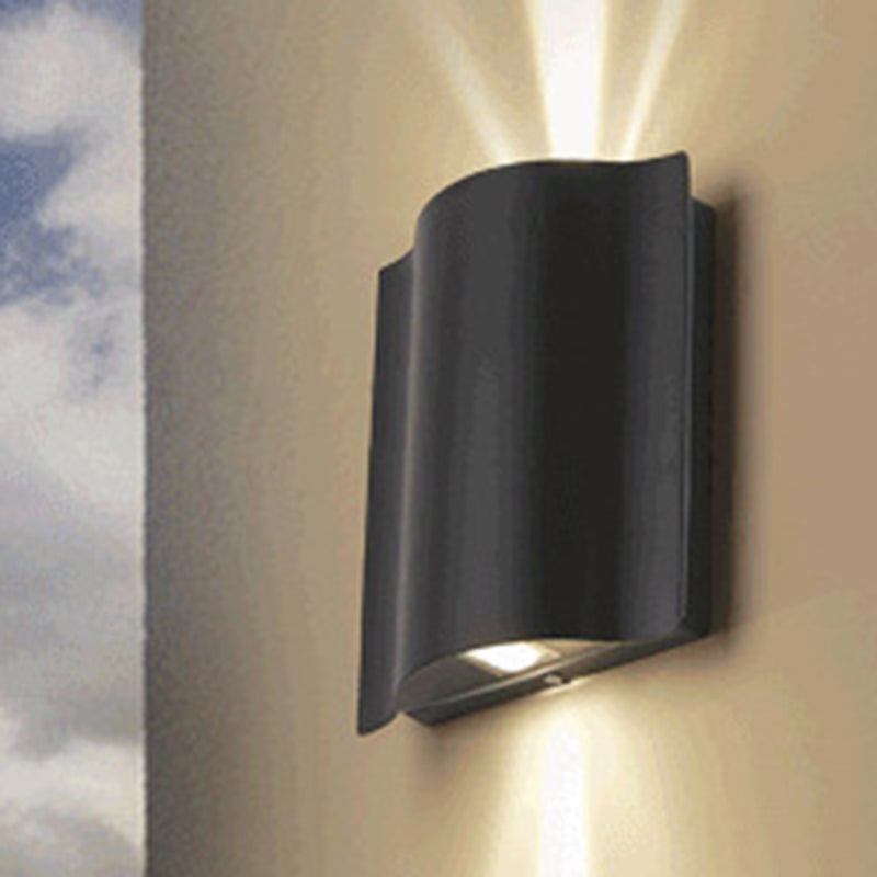 Modern Black LED Patio Sconce Lamp - 2/4/6-Light Flush Mount Wall Light with Wavy Metal Shade, Warm/White Light