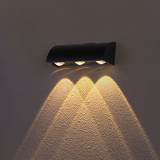 Contemporary LED Wall Sconce – Black Metal Shade, Flush Mount Design