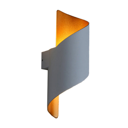 Aluminum LED Wall Sconce with Spiral Design & Gold Inner in Black/White