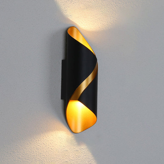 Metal Wall Light with Post-Modern LED Technology, Black & Gold Finish