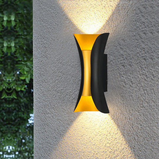 Modern LED Wall Sconce Metal Flared Design | Small/Large | 2 Bulbs | Black/White/White-Gold | Up/Down Light for Terrace