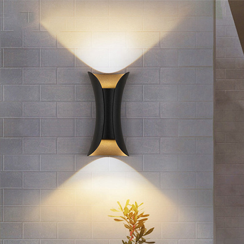Modern LED Wall Sconce Metal Flared Design | Small/Large | 2 Bulbs | Black/White/White-Gold | Up/Down Light for Terrace
