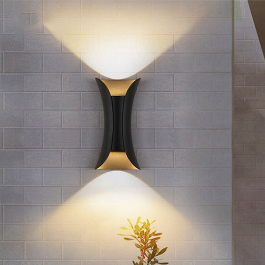 Modern LED Wall Sconce Metal Flared Design | Small/Large | 2 Bulbs | Black/White/White-Gold | Up/Down Light for Terrace