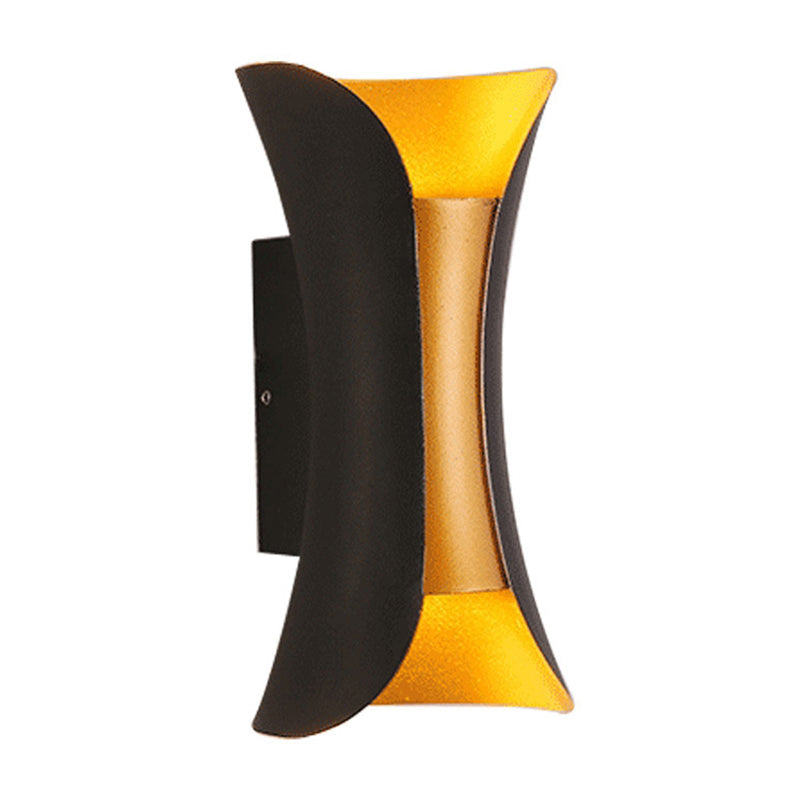Modern LED Wall Sconce Metal Flared Design | Small/Large | 2 Bulbs | Black/White/White-Gold | Up/Down Light for Terrace