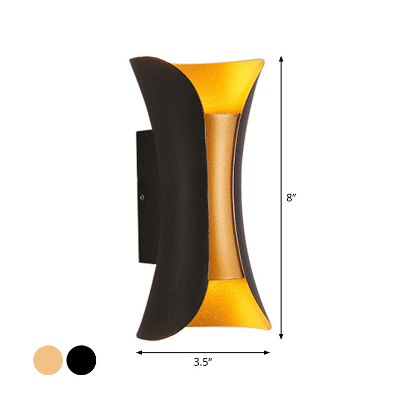 Modern LED Wall Sconce Metal Flared Design | Small/Large | 2 Bulbs | Black/White/White-Gold | Up/Down Light for Terrace
