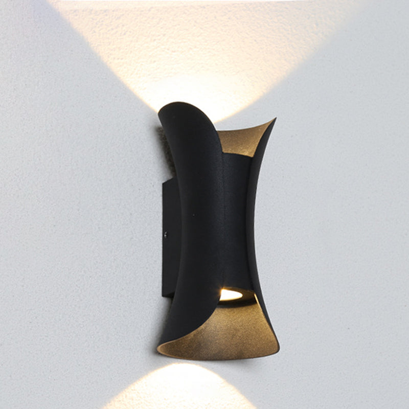 Modern LED Wall Sconce Metal Flared Design | Small/Large | 2 Bulbs | Black/White/White-Gold | Up/Down Light for Terrace
