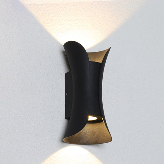 Modern LED Wall Sconce Metal Flared Design | Small/Large | 2 Bulbs | Black/White/White-Gold | Up/Down Light for Terrace