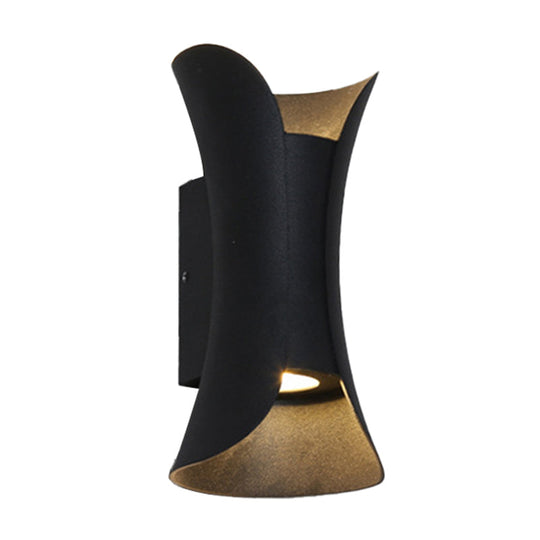 Modern LED Wall Sconce Metal Flared Design | Small/Large | 2 Bulbs | Black/White/White-Gold | Up/Down Light for Terrace