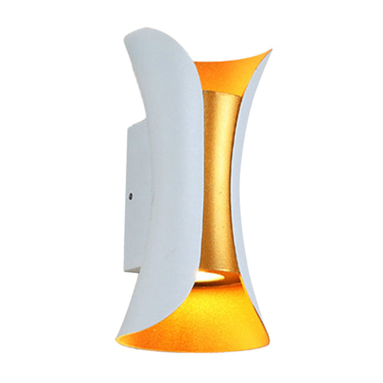 Modern LED Wall Sconce Metal Flared Design | Small/Large | 2 Bulbs | Black/White/White-Gold | Up/Down Light for Terrace