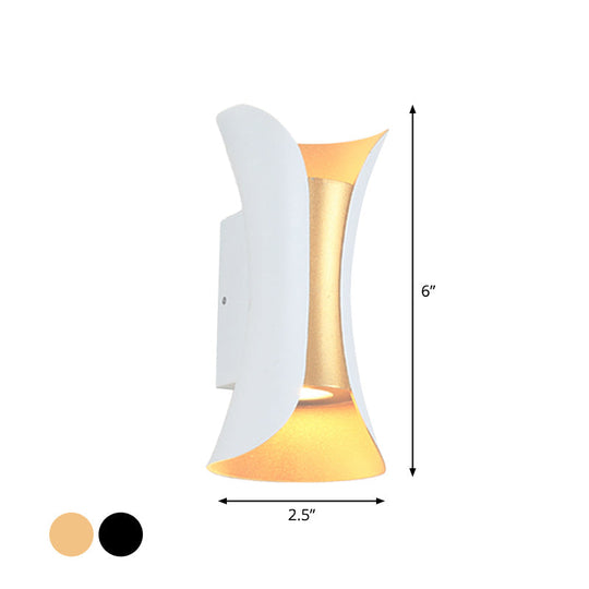 Modern LED Wall Sconce Metal Flared Design | Small/Large | 2 Bulbs | Black/White/White-Gold | Up/Down Light for Terrace