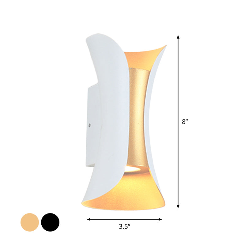 Modern LED Wall Sconce Metal Flared Design | Small/Large | 2 Bulbs | Black/White/White-Gold | Up/Down Light for Terrace
