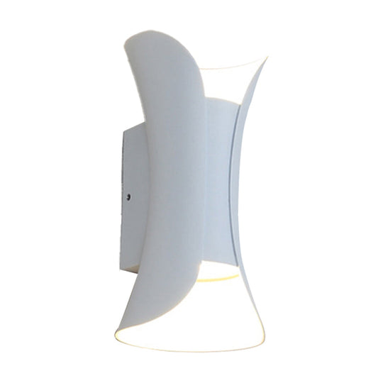 Modern LED Wall Sconce Metal Flared Design | Small/Large | 2 Bulbs | Black/White/White-Gold | Up/Down Light for Terrace