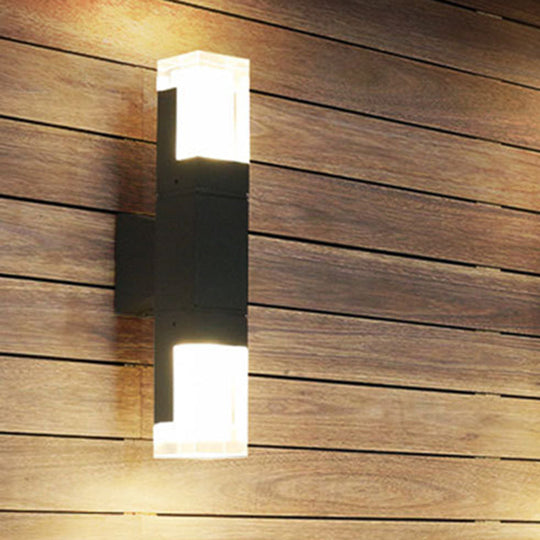 Minimalist LED Courtyard Wall Lamp in Black, with Warm/White Light and Acrylic 1/2 Head Sconce