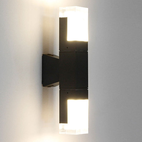 Minimalist LED Courtyard Wall Lamp in Black, with Warm/White Light and Acrylic 1/2 Head Sconce
