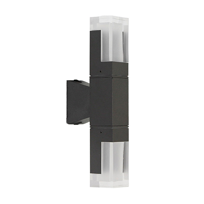 Minimalist LED Courtyard Wall Lamp in Black, with Warm/White Light and Acrylic 1/2 Head Sconce